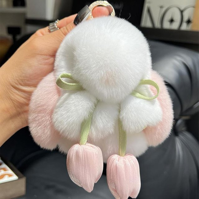 Anhänger aus Otter- und Kaninchenfell, Rd lala, Unisex - Bild 1