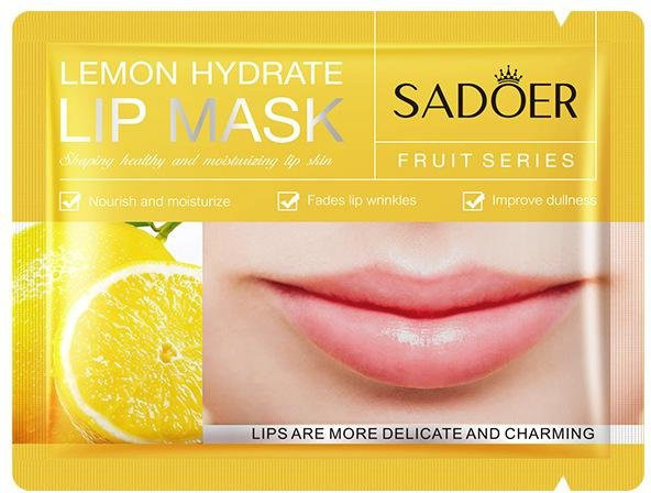 SADOER Lippenmaske Zitrone, Kollagen, Aloe Vera, Gelb, Glänzend - Bild 1