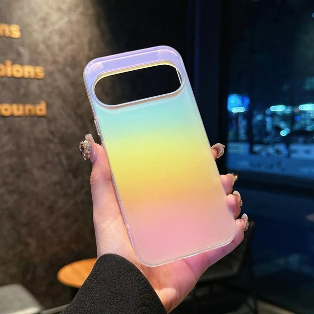 Aurora Verlauf Schutzhülle für Google Pixel 9, 9 Pro, 9 Pro XL mit magnetischem kabellosem Laden, Regenbogen Design, Weiß - Bild 1