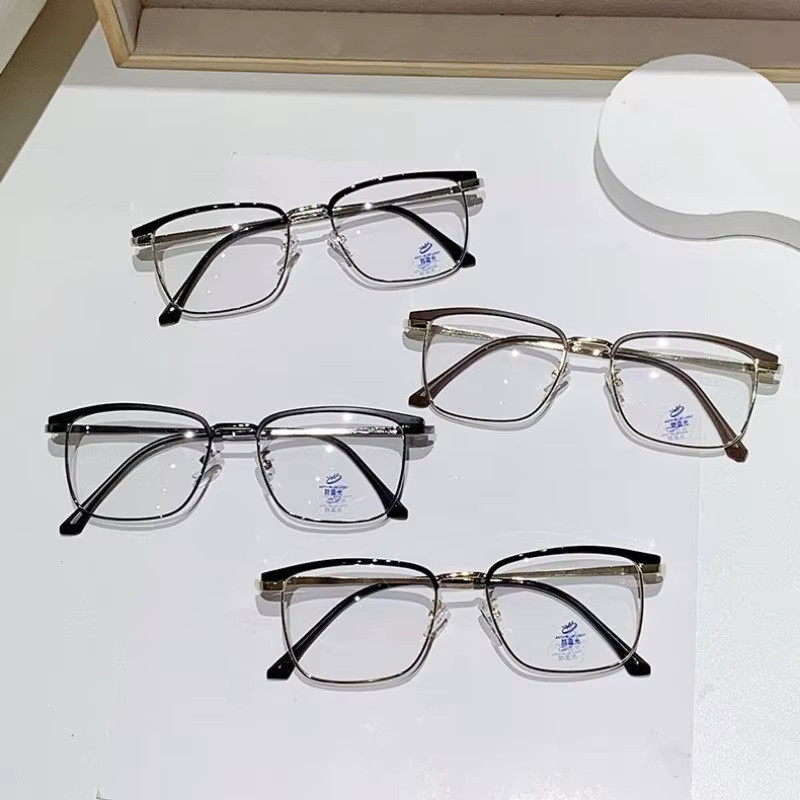 Korrektionsbrille, quadratisch, Metall, schwarz, Unisex, Blaulichtfilter - Bild 2