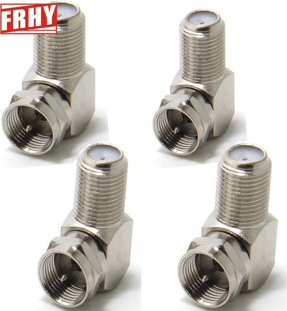 FRHY 4er Set RG6 F-Typ rechtwinklige Koaxialadapter Stecker auf Buchse Schnellverbindungsverlängerung für TV Satellit und Antennenkabel in Silber - Bild 1