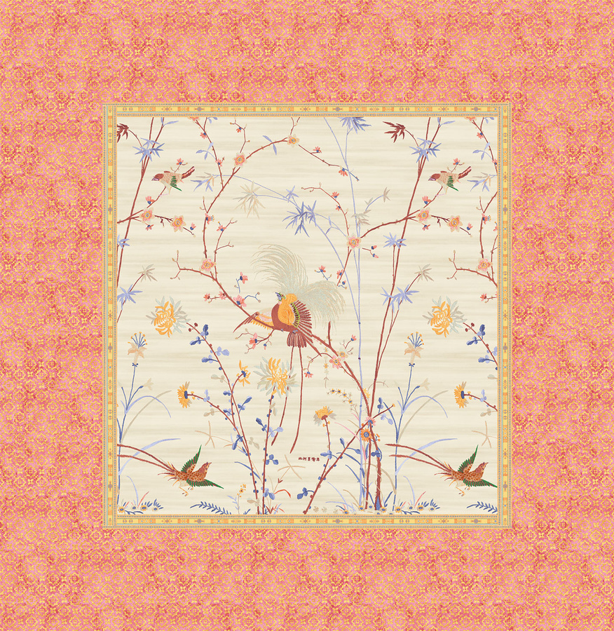 Bassetti Tischdecke Twill FONG in Beige mit floralem Muster, 400 x 400 cm - Bild 1