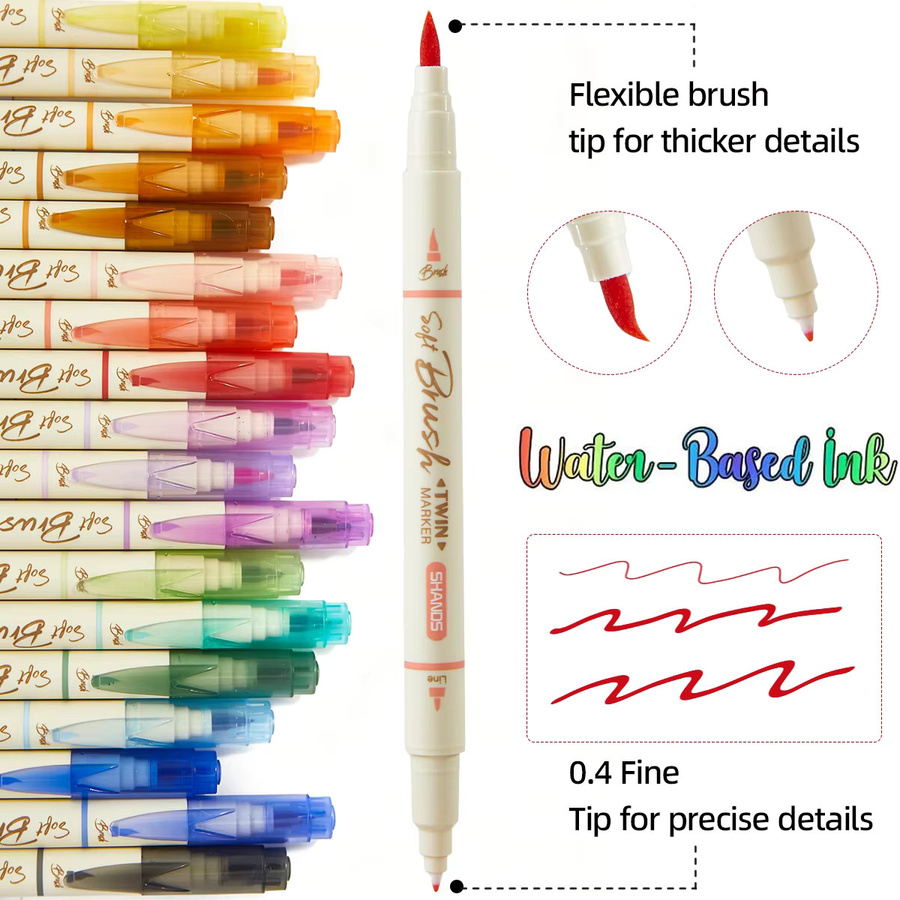 18-teiliges Set Pigment-Farbstifte in Multicolour mit doppelseitigem Design aus weicher und feiner Spitze - Bild 2