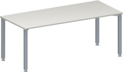 Schäfer Shop Genius Konferenztisch MODENA FLEX in Rechteckform mit 4-Fuß Quadratrohr, höhenverstellbar, Farbe: lichtgrau/weißaluminium RAL 9006, B: 180 cm, T: 80 cm, H: 72-84 cm - Bild 1