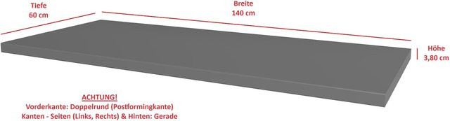 Küchenarbeitsplatte Nessa Scandi Old Style in Anthrazit matt, Breite: 140 cm, Höhe: 3,8 cm, Tiefe: 60 cm - Bild 1