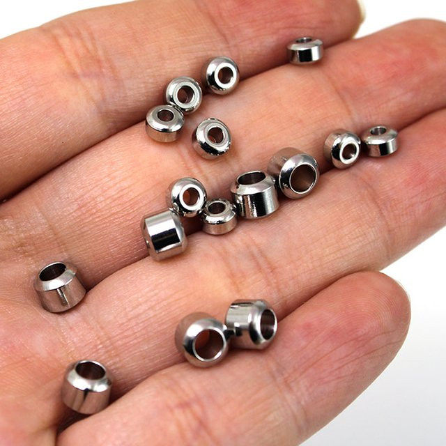 SUMOORL Abstandsperlen Edelstahl, Silber, 5 mm, 6 mm - Bild 1