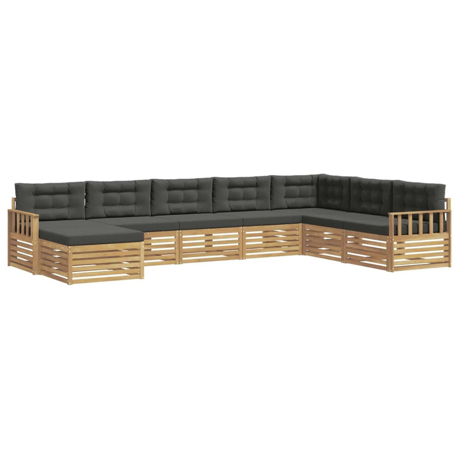 vidaXL 8-teilige Outdoor-Sofagarnitur in L-Form aus Akazienholz mit Kissen in Anthrazit und Weiß - Bild 2