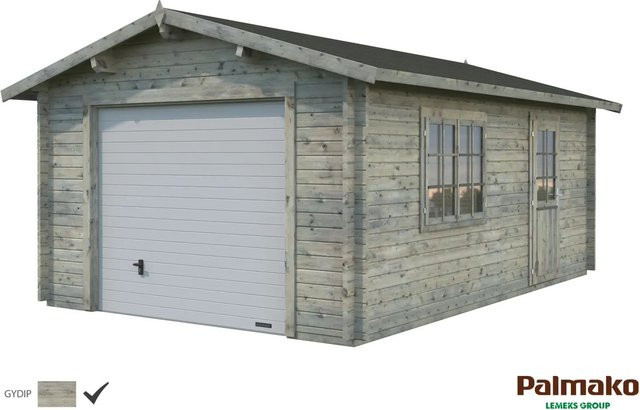 Palmako Holzgarage Roger aus Fichte mit Sektionaltor in Grau, B: 360 cm, T: 550 cm - Bild 1