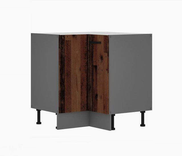 Eckunterschrank OLD STYLE in Old Wood und Anthrazit für deine Einbauküche B/T/H: 90 x 90 x 90 cm - Bild 1