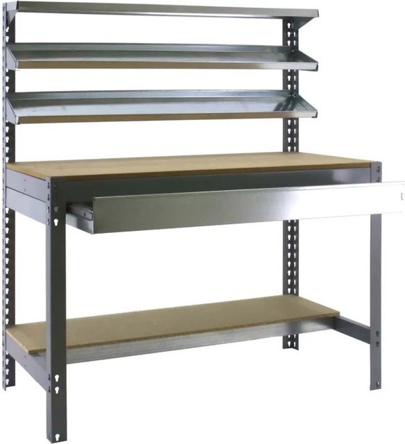 PROREGAL Werkbank Buffalo mit Frontablage und Schubfach, Grau, H x B x T: 84 x 90 x 61 cm, Traglast 400 kg - Bild 1