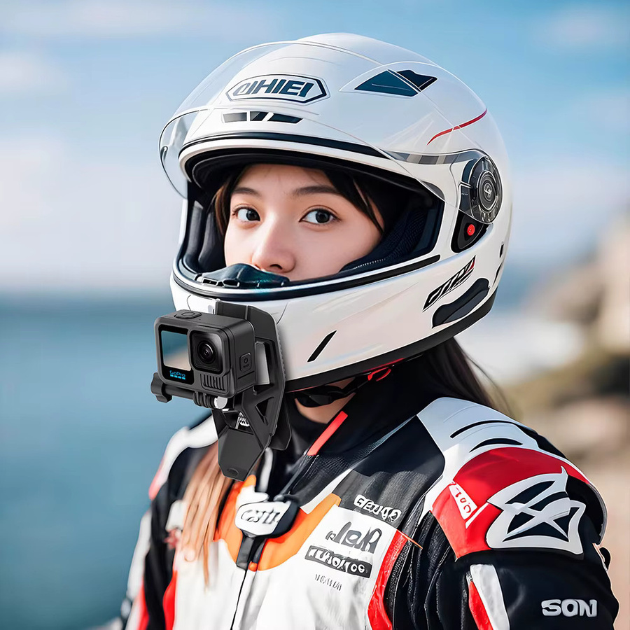 DJI Sportkamera Motorradhelm-Kinnclip Halterung für Osmo Action 6 5pro 4 3 sowie GoPro Insta360 und SJCAM in Schwarz - Bild 4