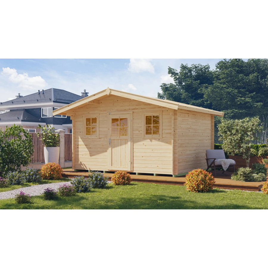 WEKA Gartenhaus 110 Gr.2 aus europäischer Fichte mit Satteldach in Beige, B/H/T: 460 x 262 x 380 cm - Bild 2