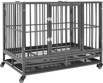 vidaXL Hundekäfig aus Stahl mit Rollen in Schwarz, B/T/H: 92 x 62 x 76 cm - Bild 1