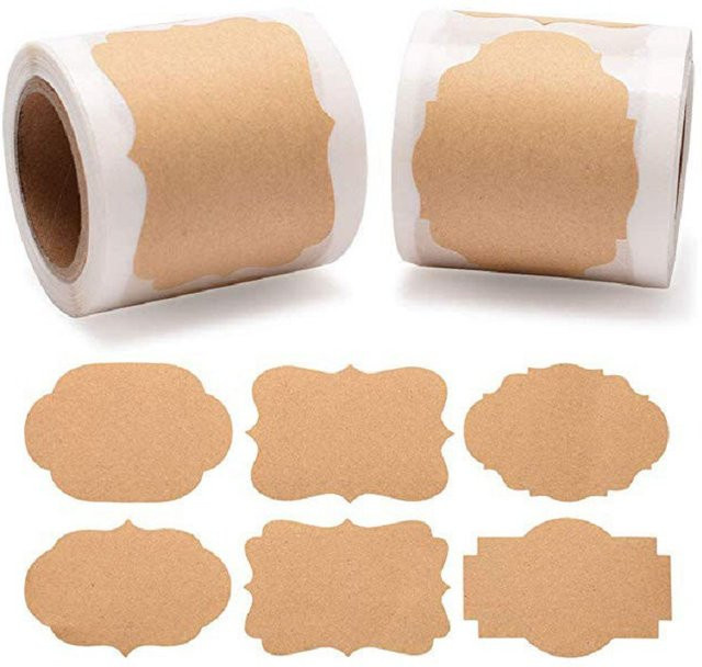 200 Stück selbstklebende Kraftpapier-Etiketten in Braun, beschreibbare DIY-Aufkleber für Backverpackungen und Gewürze, Maße: Breite: 3,05 cm, Höhe: 5,08 cm - Bild 1