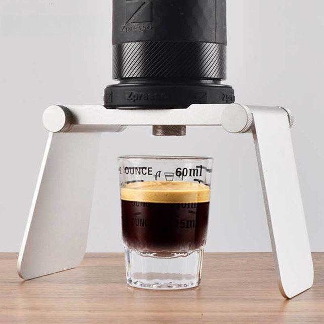 JUSTINLAU Tragbarer Kaffeeständer aus Aluminiumlegierung in Silber, faltbare Halterung für 1Z manuelle Espressomaschinen zur Reise und für zu Hause - Bild 1
