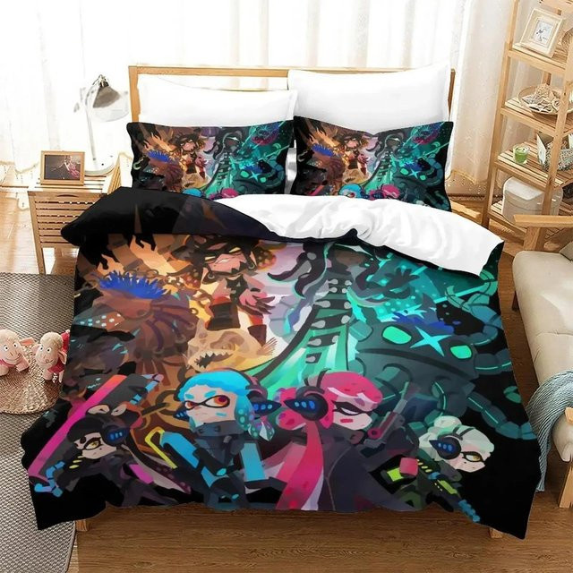 Splatoon 3 Bettwäsche-Set von Binchi Outdoor Product mit 3D-Druck, mehrfarbig, Material: Mikrofaser, B/H: 135 x 200 cm - Bild 1