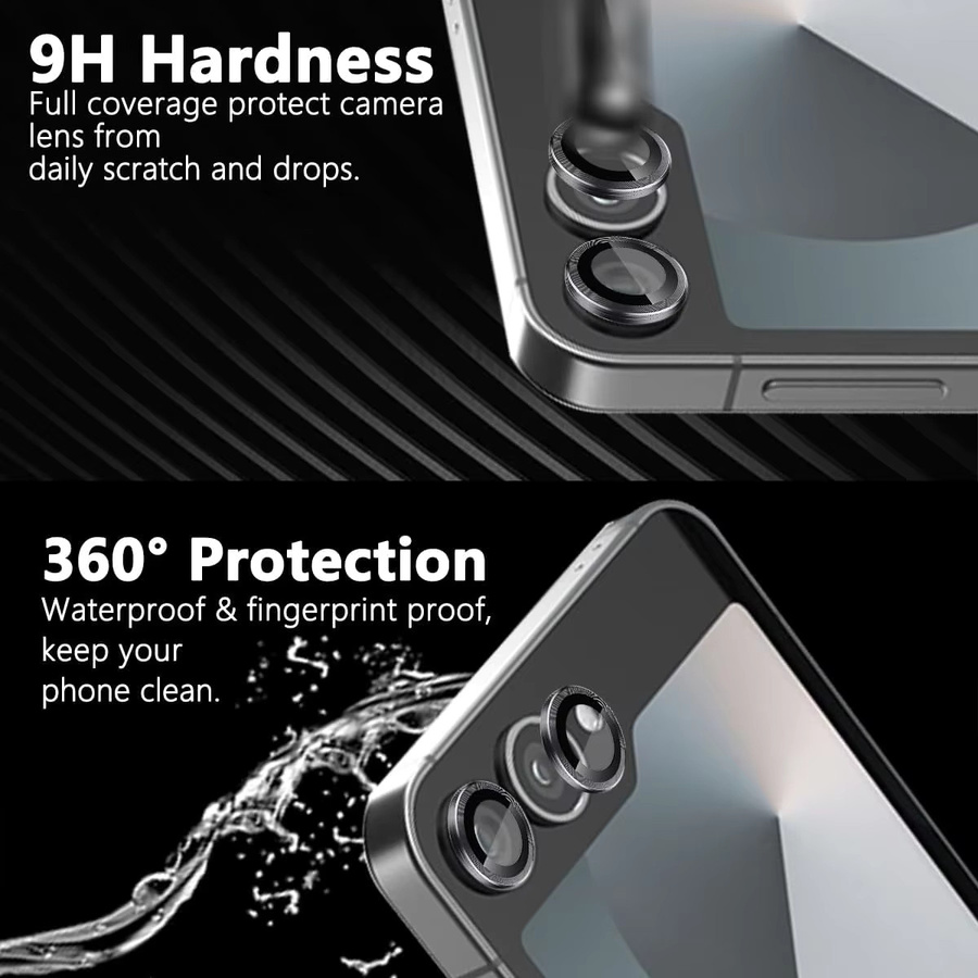 2er-Set Kamera-Schutzringe aus Metall und gehärtetem Glas für Samsung Galaxy Z Flip 4, Z Flip 5 und Z Flip 6 in Silber - Bild 4