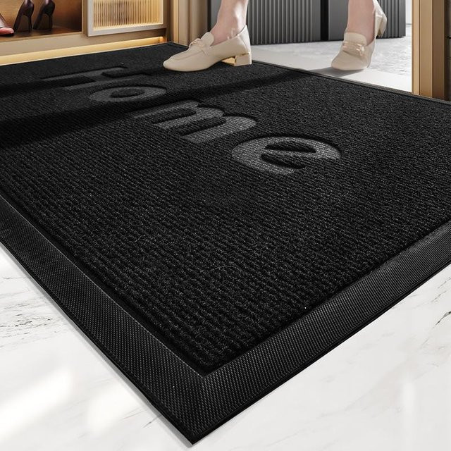 Moderne Schmutzfangmatte aus Polyester und Gummi in Schwarz, B/T: 120 x 60 cm - Bild 1
