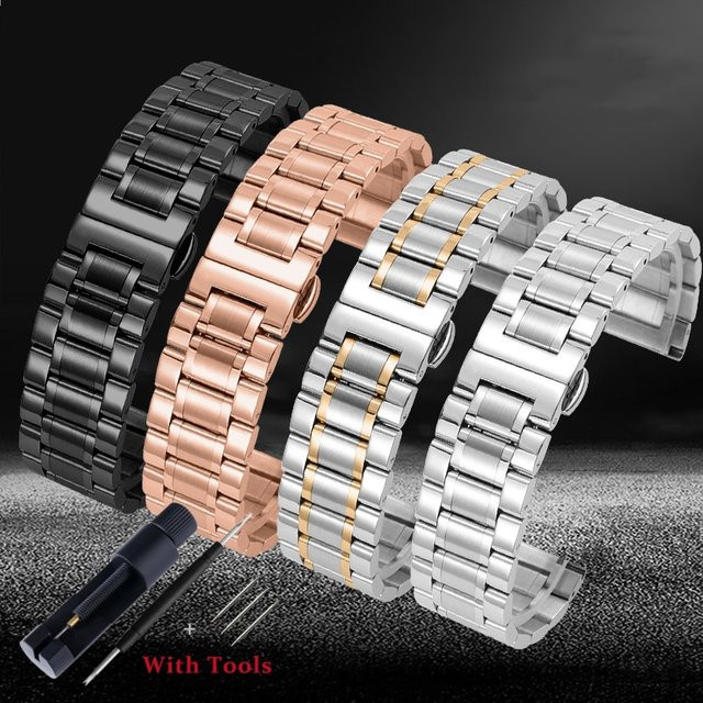 Zhangeer Uhrenarmband Edelstahl, Silber, Schmetterlingsverschluss - Bild 1
