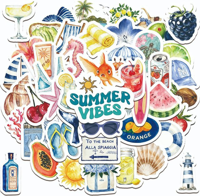 GOGOTU Sommer Strand Graffiti-Aufkleber, 50-teiliges Set, multicolour - Bild 1