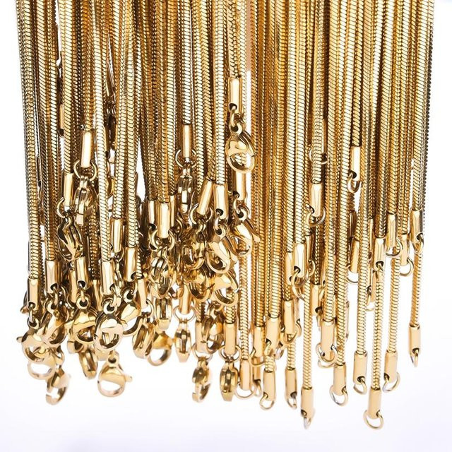 Schlangenkette Edelstahl, Goldfarbe, 45 cm, Damen Herren - Bild 1