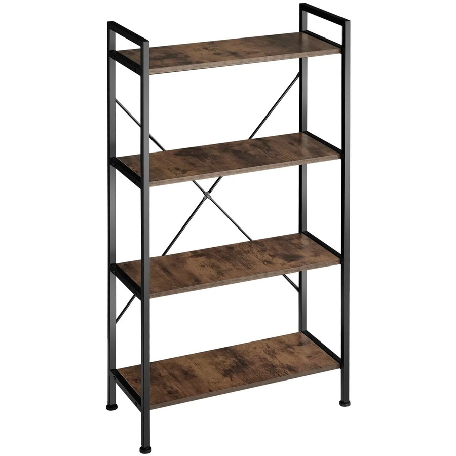 tectake Regal Leeds Industrial Style mit 4 Ebenen aus Holz und Stahl in Braun, B/T/H: 67,5 x 31,5 x 121,5 cm - Bild 3