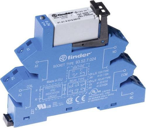 Finder Koppelrelais 38.11.7.024.0050 Blau 24 V/DC 16A 1 Wechsler - Bild 1