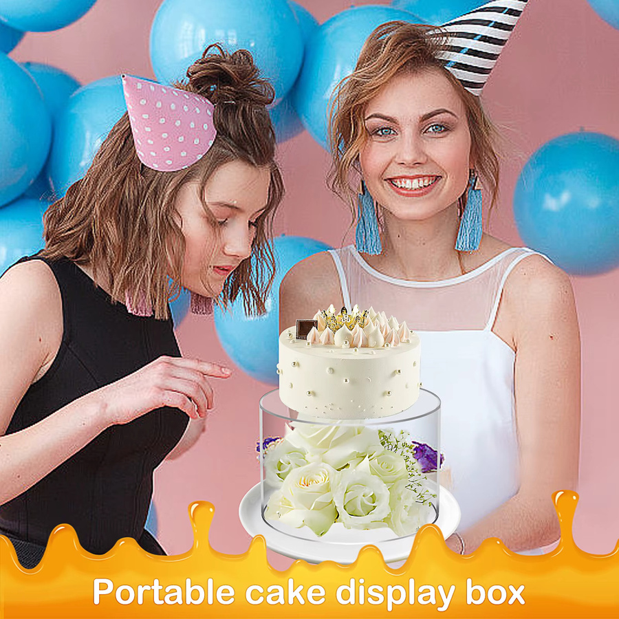 Willstar 2er Set Acryl Kuchen Display Board Transparent, Runde Kuchenständer für Hochzeit und Geburtstag, Durchmesser: 25,0 cm, Höhe: 3,0 cm - Bild 2