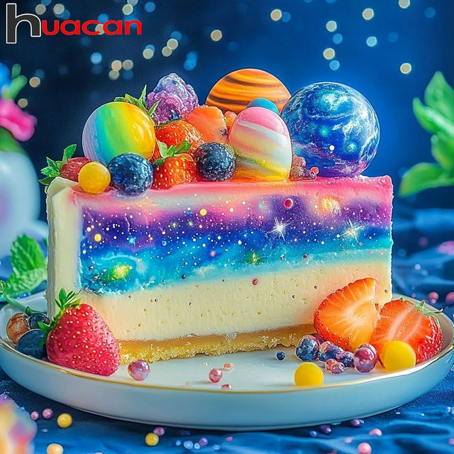 Huacan 5D Diamant-Malerei Set Erdbeeren Planet Kuchen Motiv in Multicolour als Wanddekoration, Rund oder Quadratisch, B/T/H: 20 x 20 x 20 cm - Bild 1
