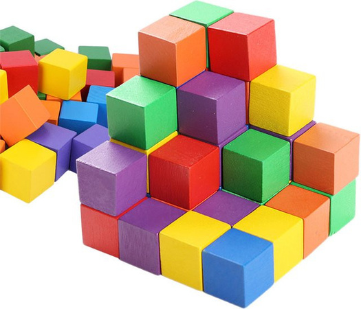 JXB Holz Cube Bausteine, Mehrfarbig, 20-teiliges Set