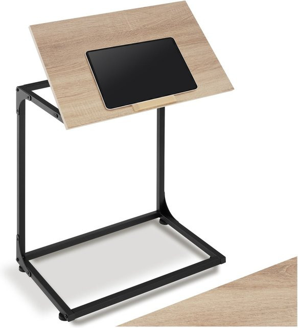 tectake Beistelltisch im Industrial Style mit neigbarer Platte in C-Form, B/T/H: 55 x 35 x 66,5 cm - Bild 1