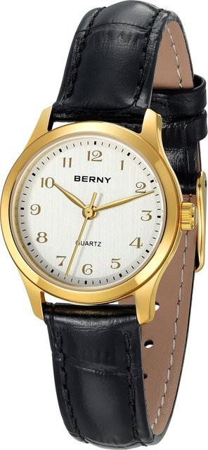 BERNY Armbanduhr, Quarz, Gold, Leder, Damen - Bild 1