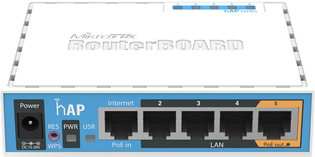 MikroTik RouterBOARD hAP RB951Ui-2nD Wireless Router mit 4-Port-Switch, Single-Band 2,4 GHz und USB, Weiß - Bild 1