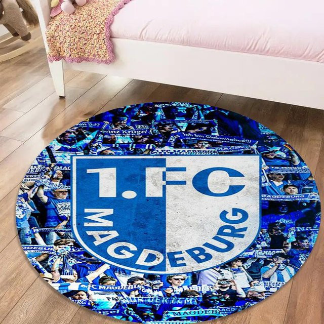 FC Magdeburg runder Teppich aus Polyester, rutschfest und waschbar, Durchmesser: 80 cm - Bild 1