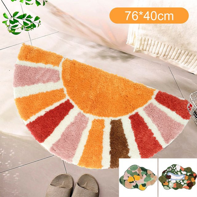 Rutschfeste halbrunde Badematte mit Sonnenblumen-Design von Willstar, gelbe Mikrofasermatte, wasserabsorbierend und maschinenwaschbar - Bild 1