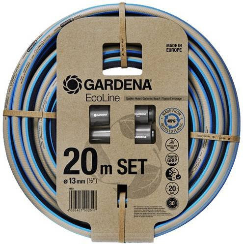 Gardena EcoLine Gartenschlauch Set 20 m mit 1/2 Zoll Anschluss und Zubehör wie Hahnverbinder, Schlauchverbinder, Wasserstop und Reinigungsspritze - Bild 1