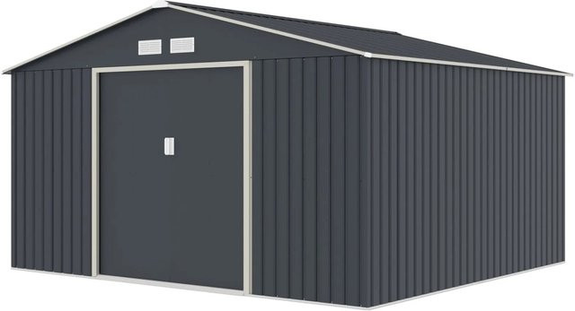 Hattoro S350 Metall Gerätehaus mit Bodenrahmen und Satteldach in Anthrazit, B/T/H: 341 x 309 x 201 cm - Bild 1