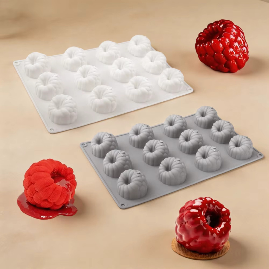 12-fach Silikonform für Himbeer-Mousse, Schokoladen-Dessert und Pudding sowie hausgemachte Fruchtgummi-Backform von Meibum - Bild 2