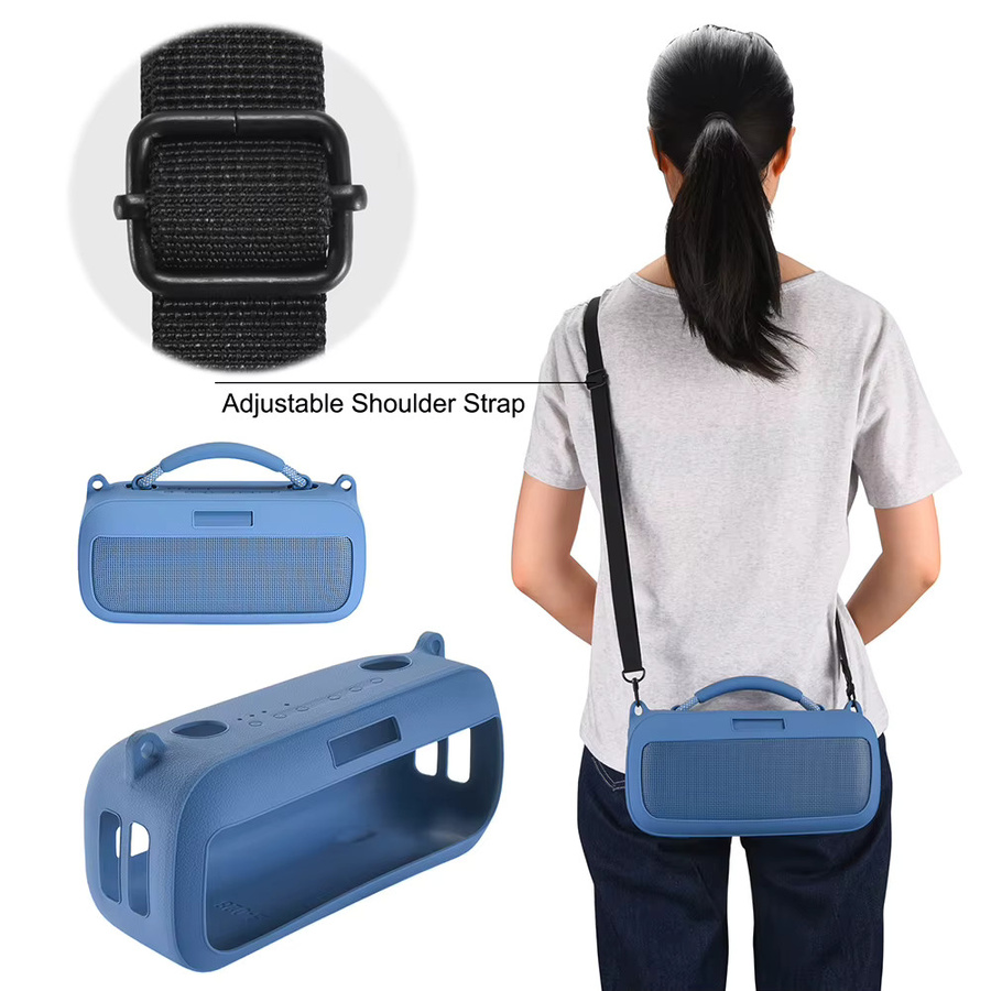 ALLOET Silikonhülle für Bose SoundLink Max Lautsprecher, stoßfeste Reise-Tragetasche in Blau - Bild 4