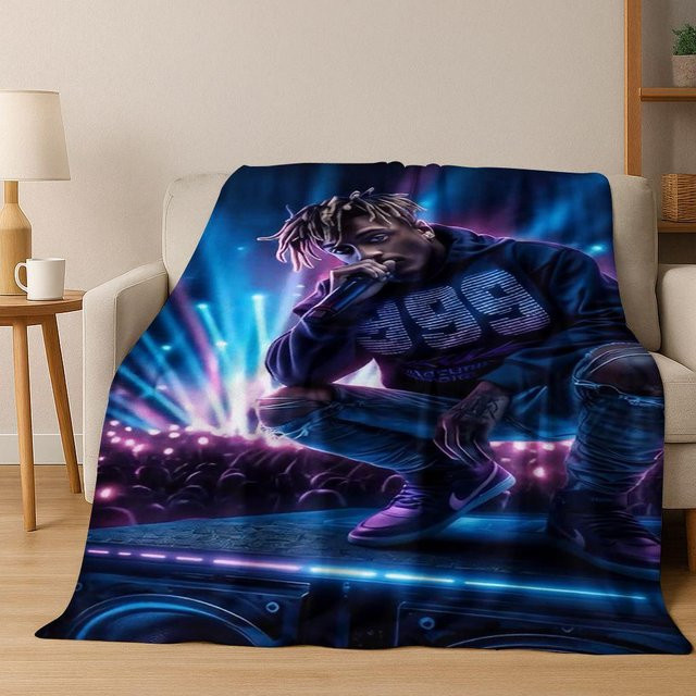 Rouxin ten Hip Hop Flanelldecke mit Rapper Cartoon Design, weiche Fleece Überwurfdecke für Bett und Sofa, B/B: 150 x 180 cm, Mehrfarbig - Bild 1