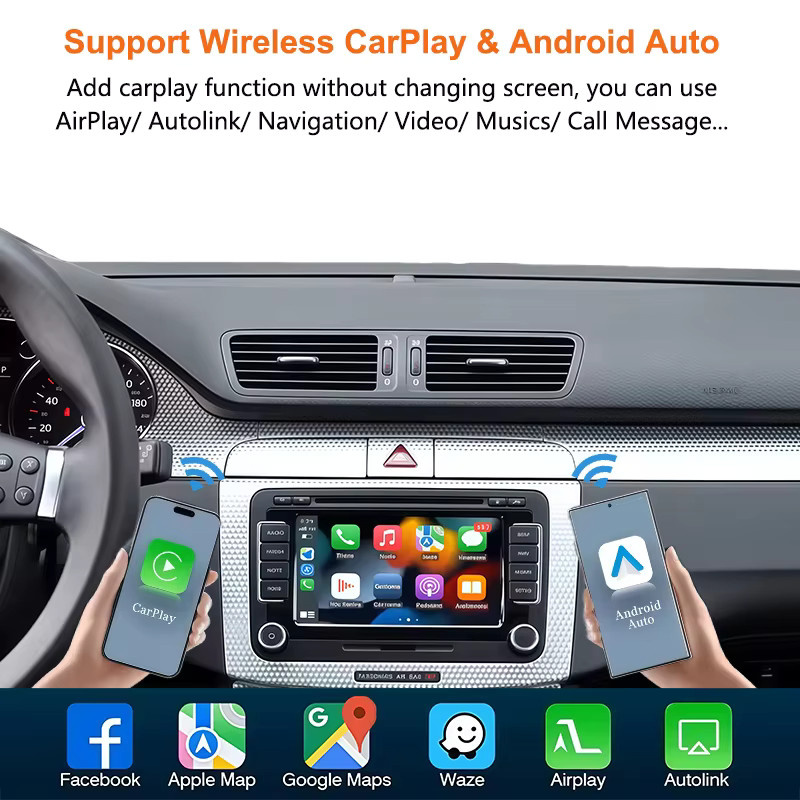 Bonroad Kabelloses CarPlay und Android Auto Interface mit GPS für VW RNS510 Golf V VI Jetta Tiguan Amarok Beetle Caddy Passat Phaeton in Schwarz - Bild 5