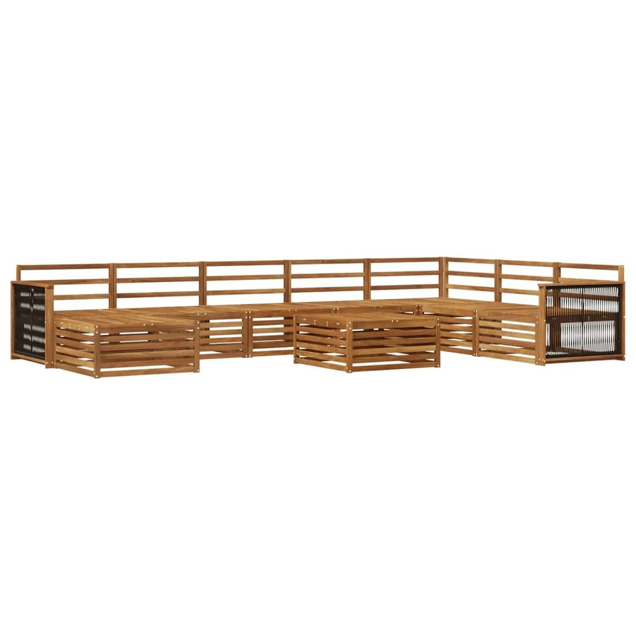 vidaXL Outdoor-Sofagarnitur aus Akazie Massivholz in Braun, 9-teiliges Set mit Polstern und Tisch - Bild 2