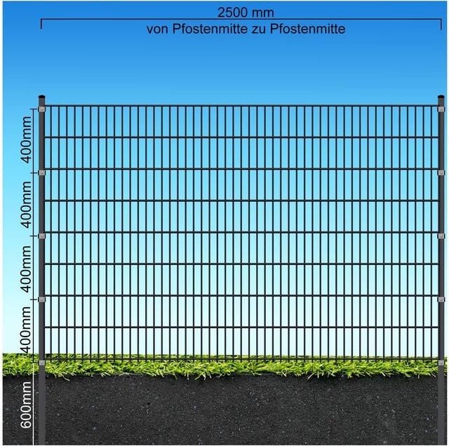 Fa-Bausysteme Doppelstabzaun Anthrazit 8-6-8 Plättchen Höhe: 1630 mm Länge: 32,5 m - Bild 1