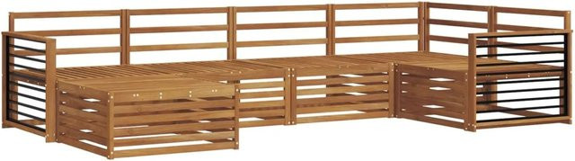 vidaXL Outdoor-Sofagarnitur 6-teilig aus Akazienholz in Braun mit modernem L-Shape Design und Sitzkissen - Bild 1