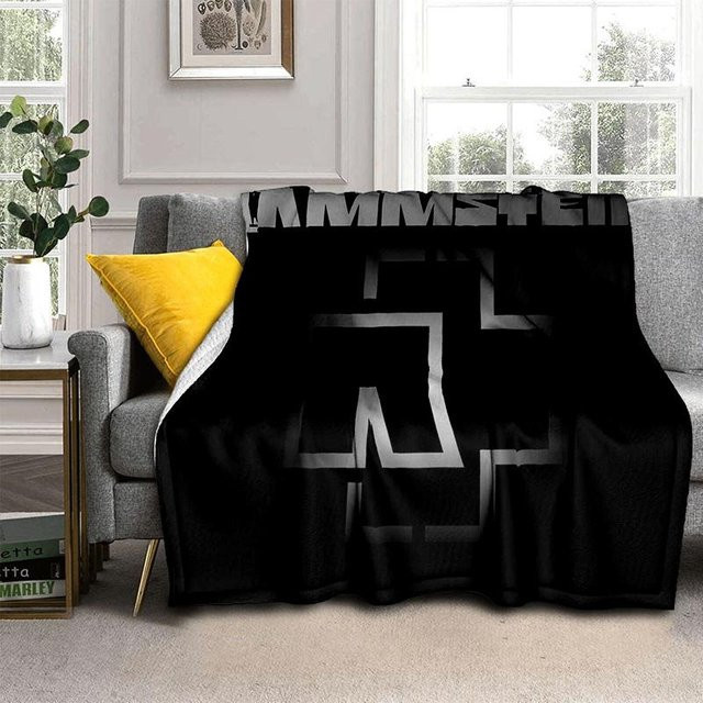 ChenYing01 3D-Decke mit R-Rammstein-Heavy-Metal-Band-Motiv, weiche Überwurfdecke aus Polyester, Schwarz, B/B: 180 x 230 cm - Bild 1