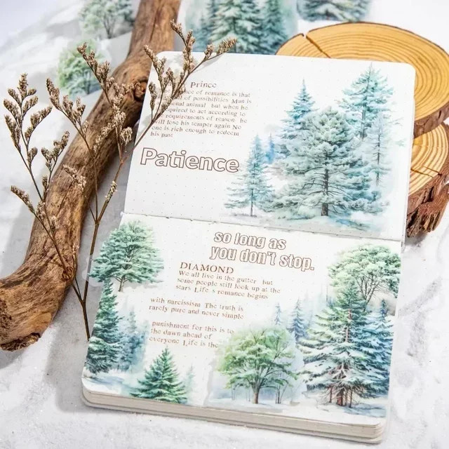 20 Stück PET-Aufkleber Winterlandschaft mit Bäumen und Schnee, Multicolor, B: 14,1 cm x H: 9,0 cm - Bild 1