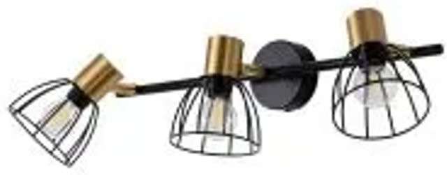 NETTLIFE Vintage-Wandleuchte aus Metall in Schwarz und Gold/Messing mit 3x E14 Fassungen, verstellbare Retro-Strahler für Wohnzimmer, Flur und Schlafzimmer - Bild 1