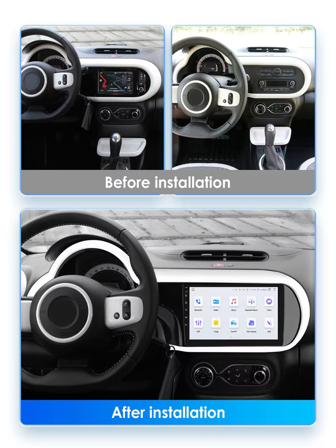 OSSURET Android 14 Autoradio mit Carplay und GPS für Renault Twingo 3 III 2014 - 2024, Multimedia-Player mit 360-Grad-Kamera, Schwarz - Bild 1