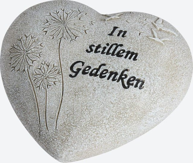 NKD Grabschmuck Herz aus Polyresin in Grau, B/T/H: 5,5 x 11,5 x 10,5 cm - Bild 1