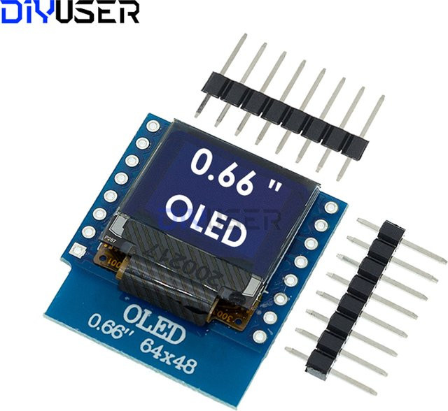0,66 Zoll OLED-Displaymodul mit I2C-Treiber in Blau für Wemos D1 Mini ESP32 ESP8266 DIY-Projekte - Bild 1